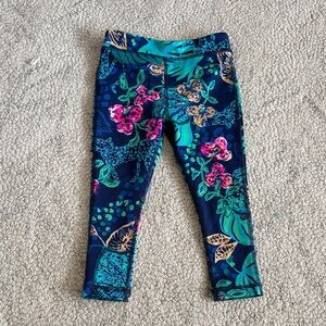 Lilly Pulitzer Girls Navy Floral Leggings with Pink & Green Accents